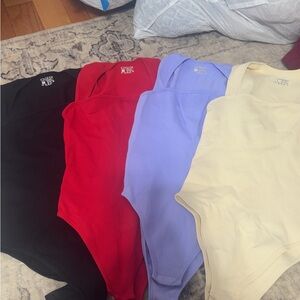 Cozy Ribbed Bodysuit Set - Black, Red, Lavender, Cream